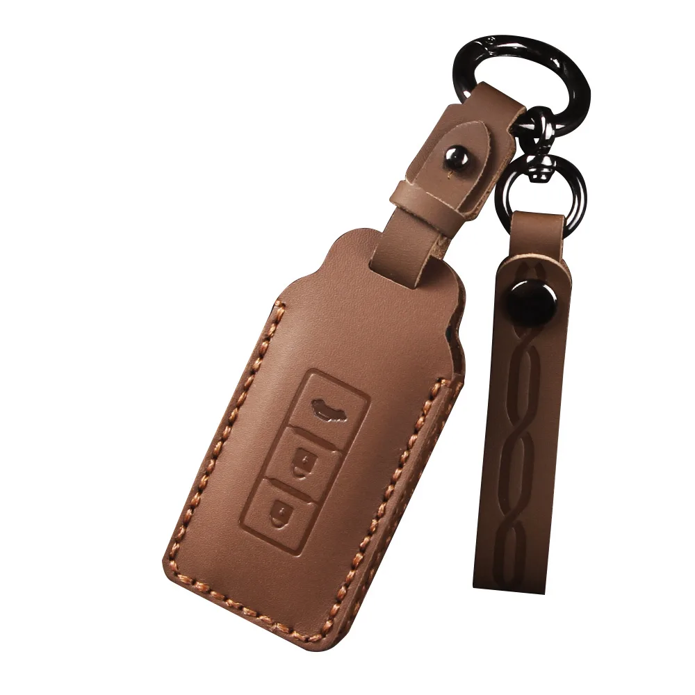 Genuine Leather Car Key Case Cover Shell Fob Holder for GAC Mitsubishi Outlander ASX Eclipse Cross Pajero Sport 2021 Accessories