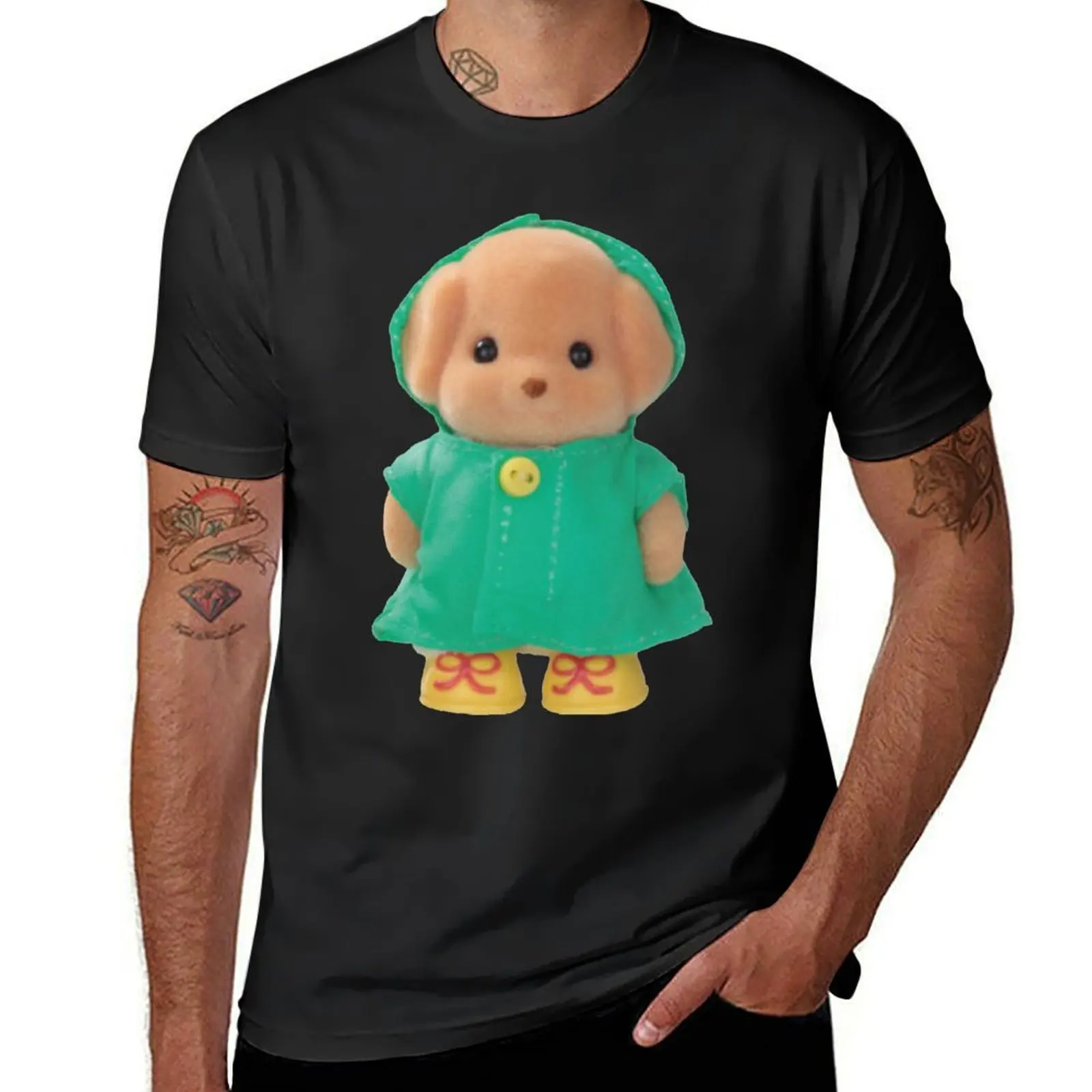 puppy in raincoat calico critter T-Shirt sublime shirts graphic tees hippie clothes summer tops Men's t shirts