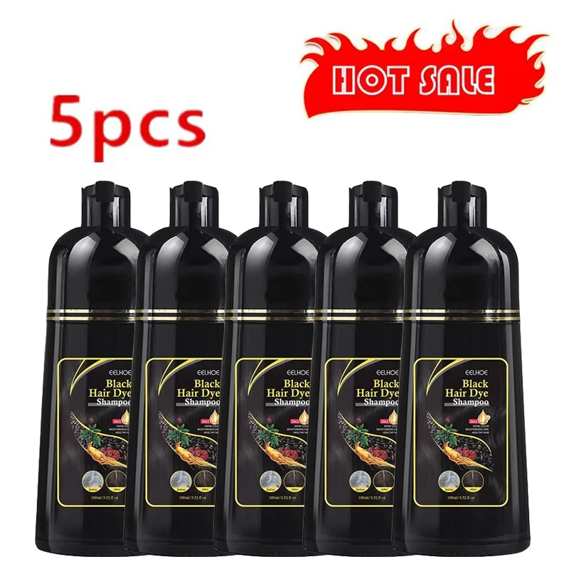 5PCS 100ml 3in1 Haarverf Shampoo voor Grijs Haar Polygonum Multiflorum Kruiden Ingrediënten Natuurlijke Gember Verduistering Coloring cover