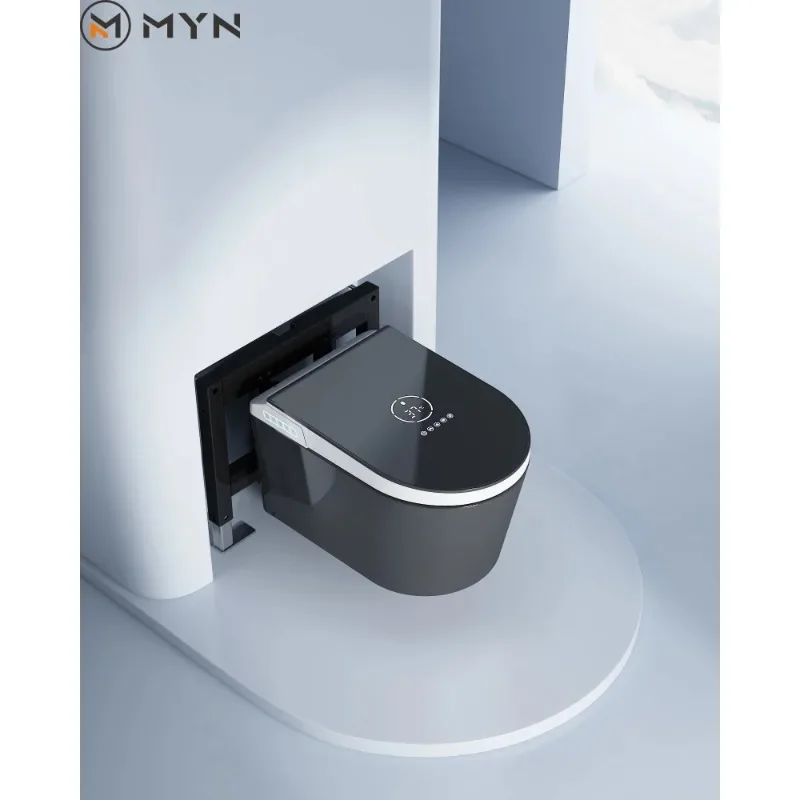 

2023 High quality black wall mounted ceramic one piece electric intelligent bowl automatic bathroom wall hung smart toilet wc