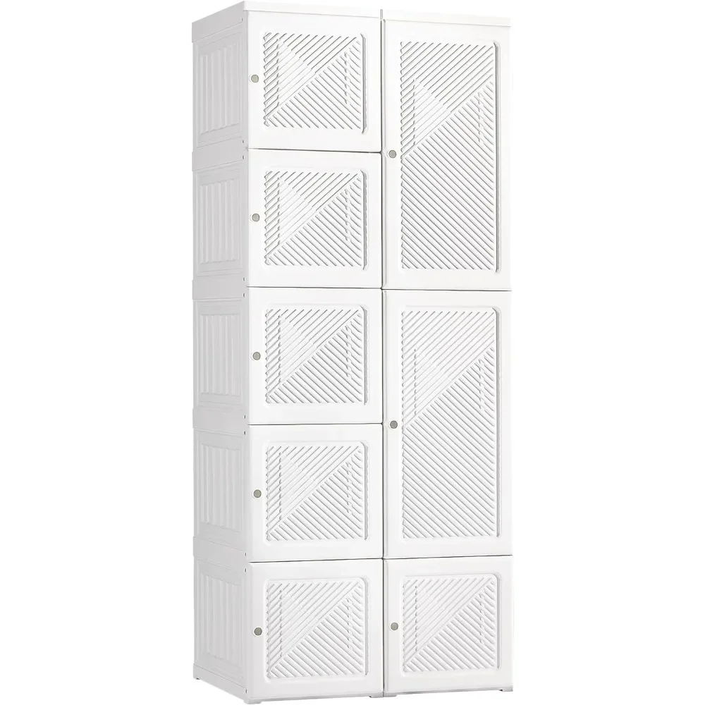 

Portable Wardrobe Closet, Folding Bedroom Armoire, Clothes Storage Organizer Hanging Rod, Magnet Doors, Easy Assembly