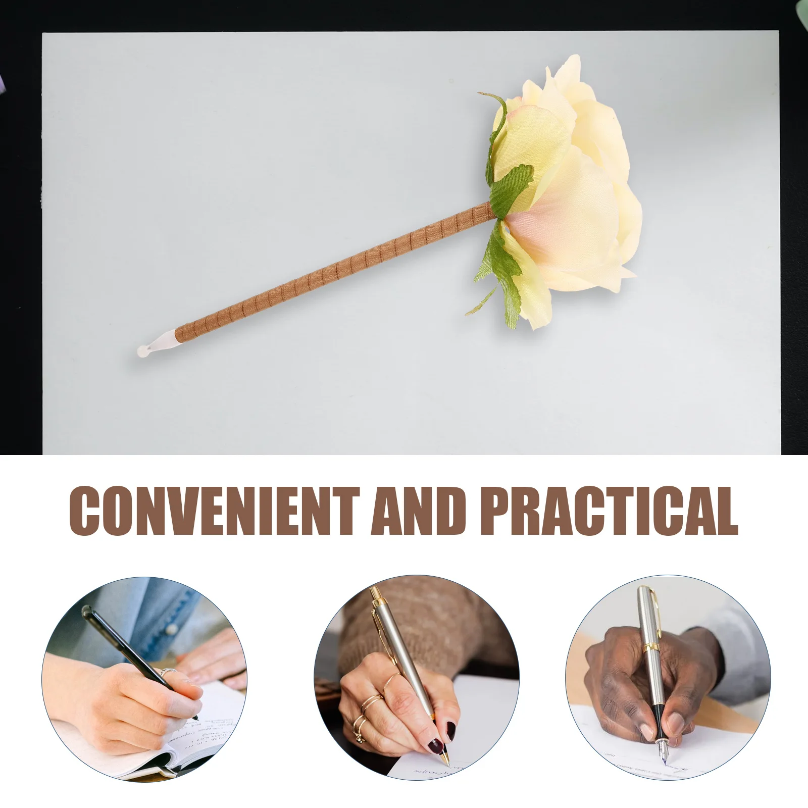 

Gift Simulated Bouquet Pen Decorative Pens Flower Goddess Ballpoint Yellow Fake for Women Staff