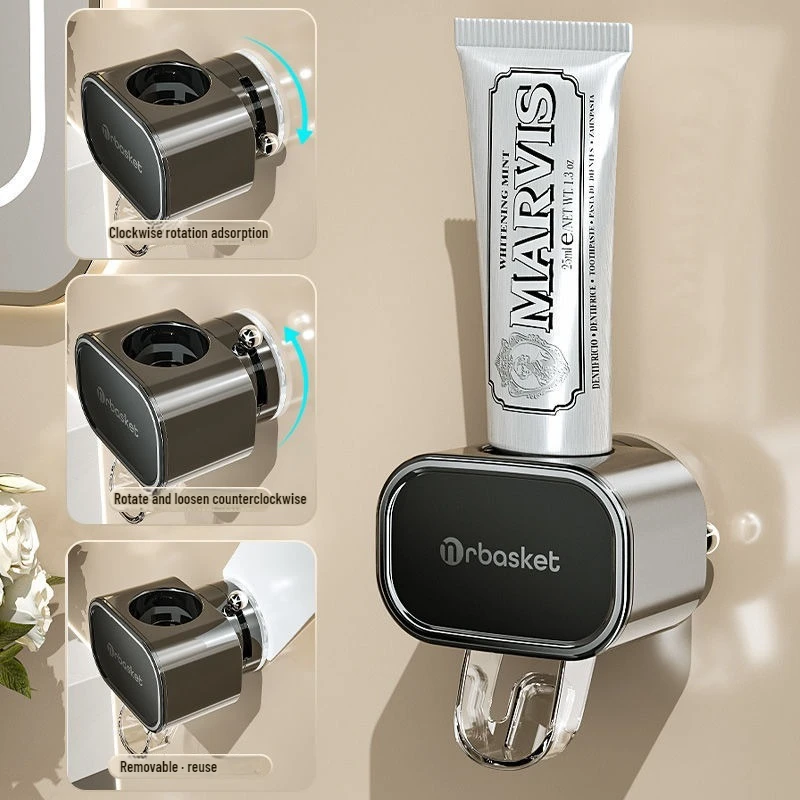 Toothpaste Squeezing Magic Tool Shelf, Wall-Mounted Automatic Lazy Suction Cup
