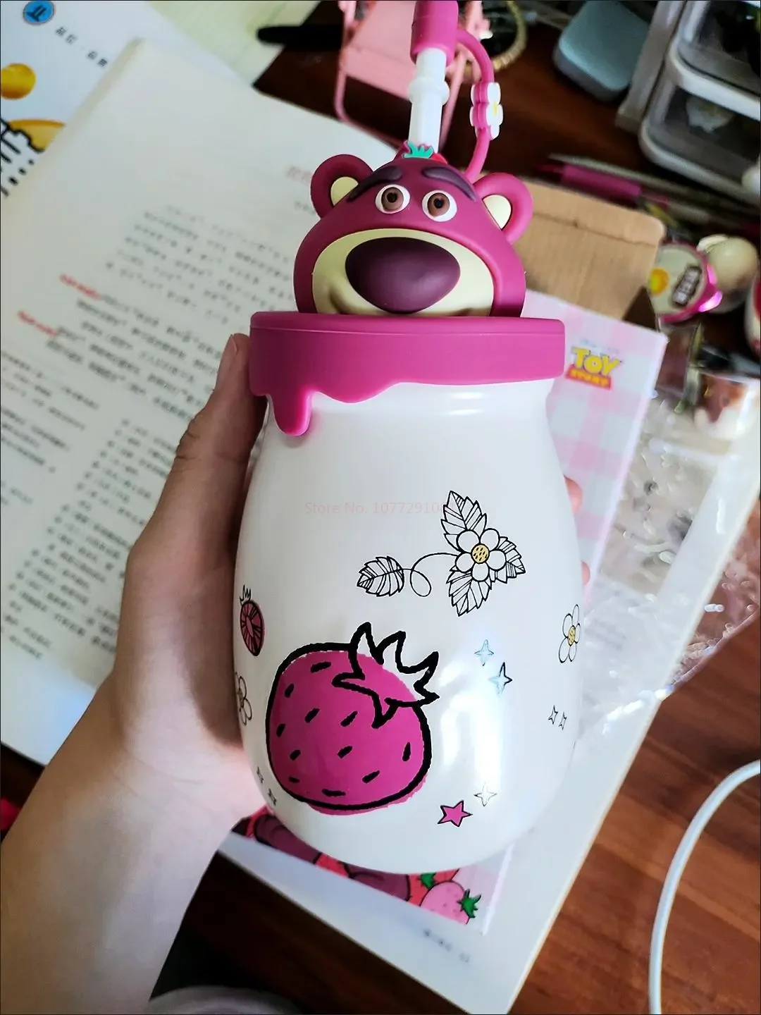 Tasse en céramique série Lots-o-Huggin Bear, tasse à café en paille, jus de dessin animé, tasse d'eau chaude, jouet, cadeau de noël