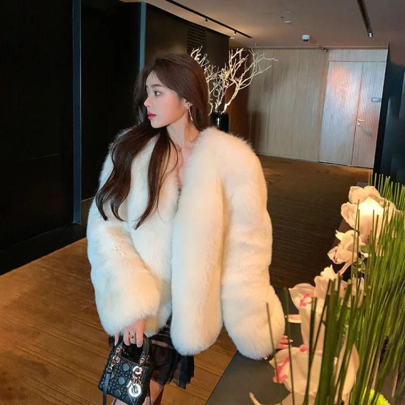 Formal Fur Jacket Women\'s Short Overcoat 2023 Autumn Winter New Loose Fox Mao Mao Fur Coats Female Thicken Warm Parker Coat