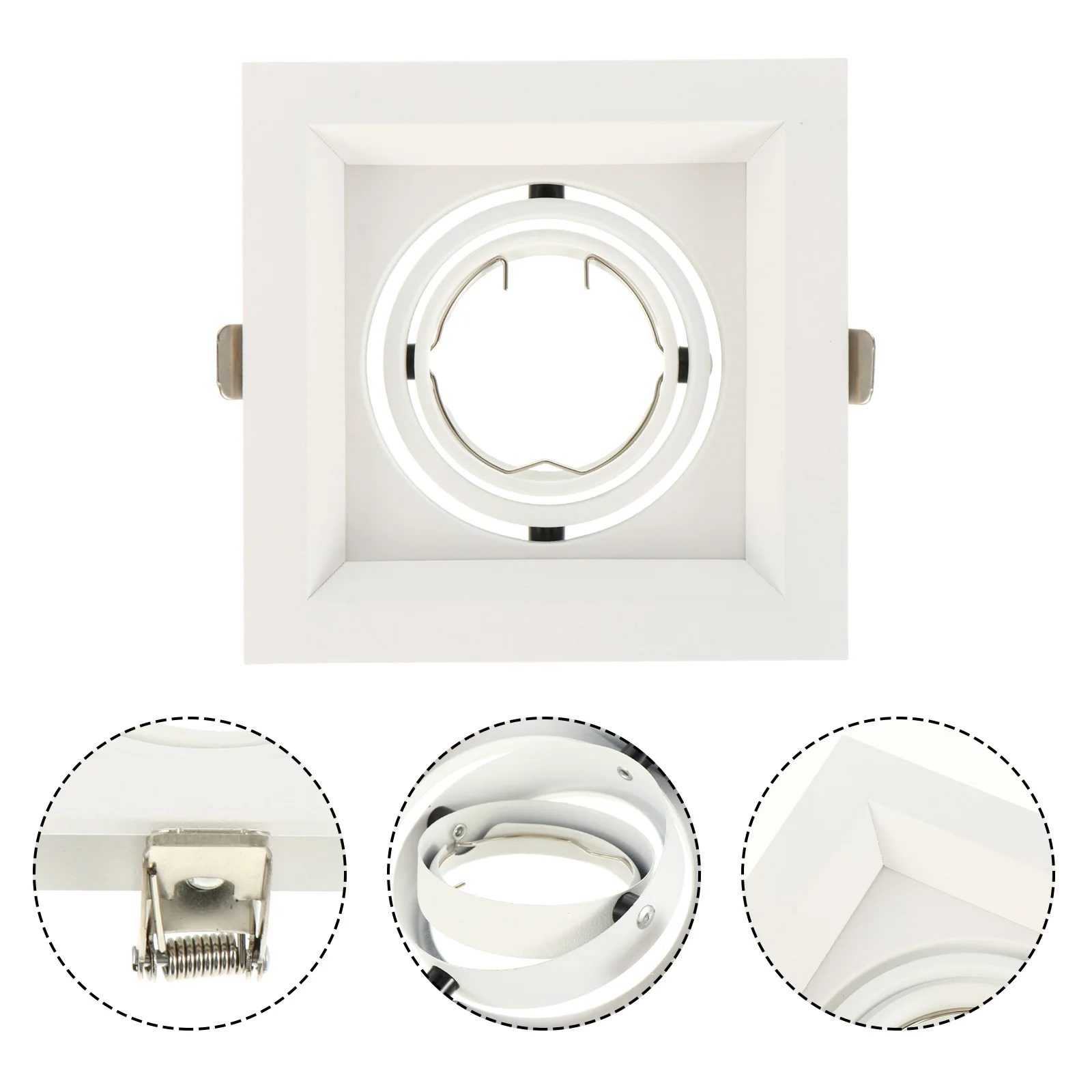 

Spotlight Housing Trim Ring Mounting Frame Fitting Shell GU10 Holder Embedded Adjustable Aluminum Plastic Kitchen Bedroom