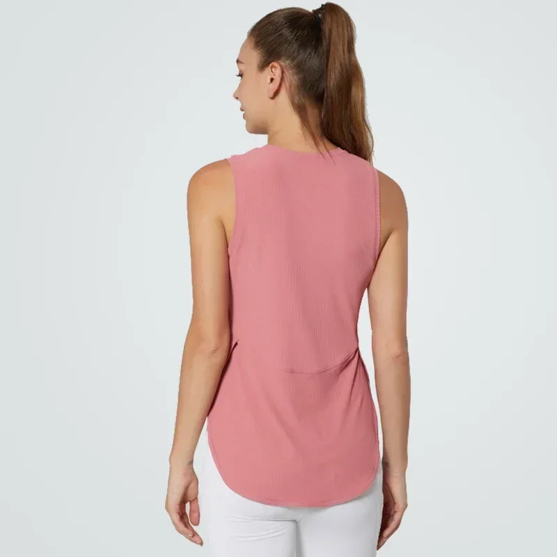 WANAYOU Women's Sexy Round Neck Yoga Shirt Sleeveless Sports Vest Gym Fitness Crop Top Breathable Running Exercise Shirt