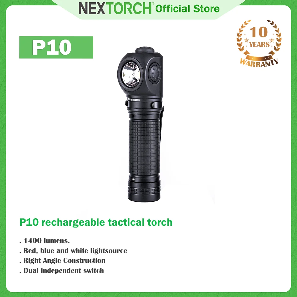 

Nextorch P10 Mini tactical torch multi-function cornerlight red blue flash signal right anglelight industrial led flashlight edc