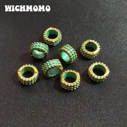 New 20pcs/bag 11MM Retro Patina Plated Zinc Alloy Green Round Big Hole Beads for DIY Bracelet Handmade Jewelry Accessories