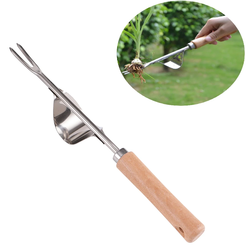 

Wood Handle Stainless Steel Garden Weeder Hand Weeding Removal Cutter Dandelion Puller Tools Multifunction Weeder Transplant