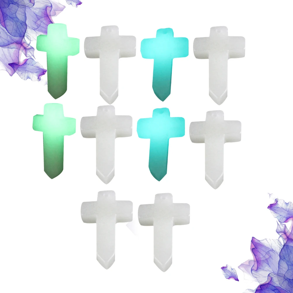 

10 Pcs Jewelry Hanging Charm Cross Pendant Necklace Glow The Dark Charms Glow-in-the-dark Miss