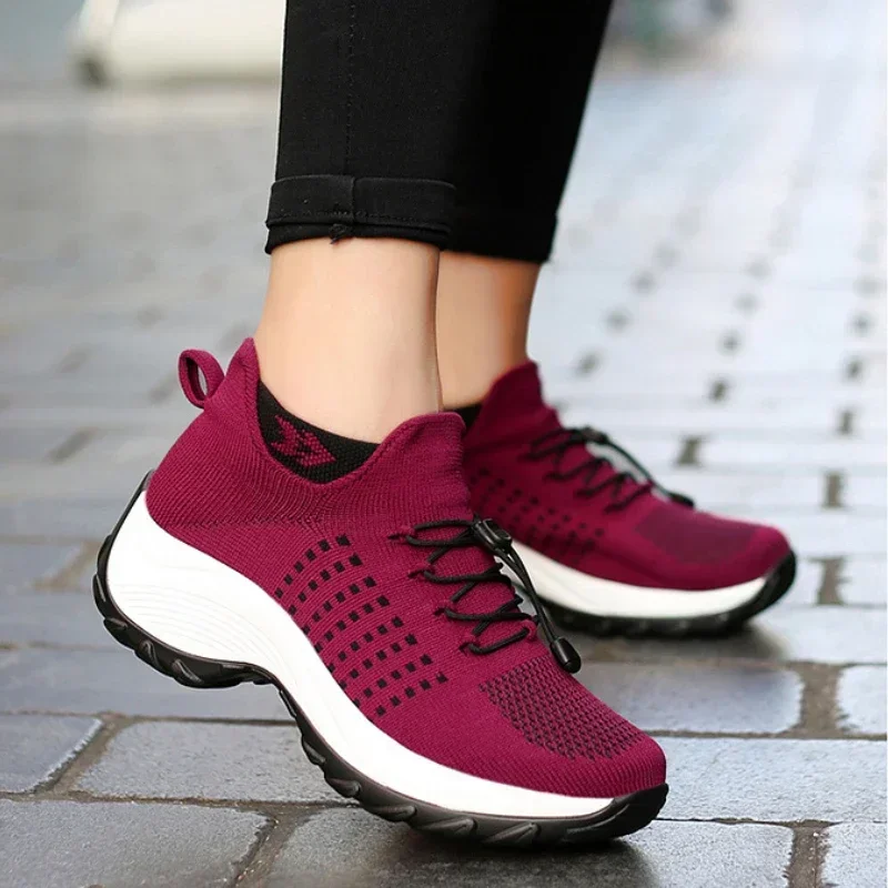 Women Sneakers Casual Shoes Women Platform Walking Flat Slip on Platform Sock Sneakers Shoes Plus Size 35-45 Zapatillas Mujer44