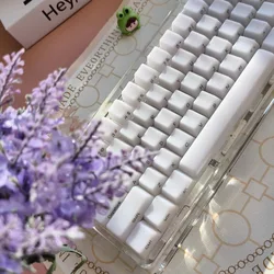 MiFuny White Mist Translucent Keycap Set OEM Profile Side Engraved Letters ABS Material 130-Key Keycaps for Mechanical Keyboard