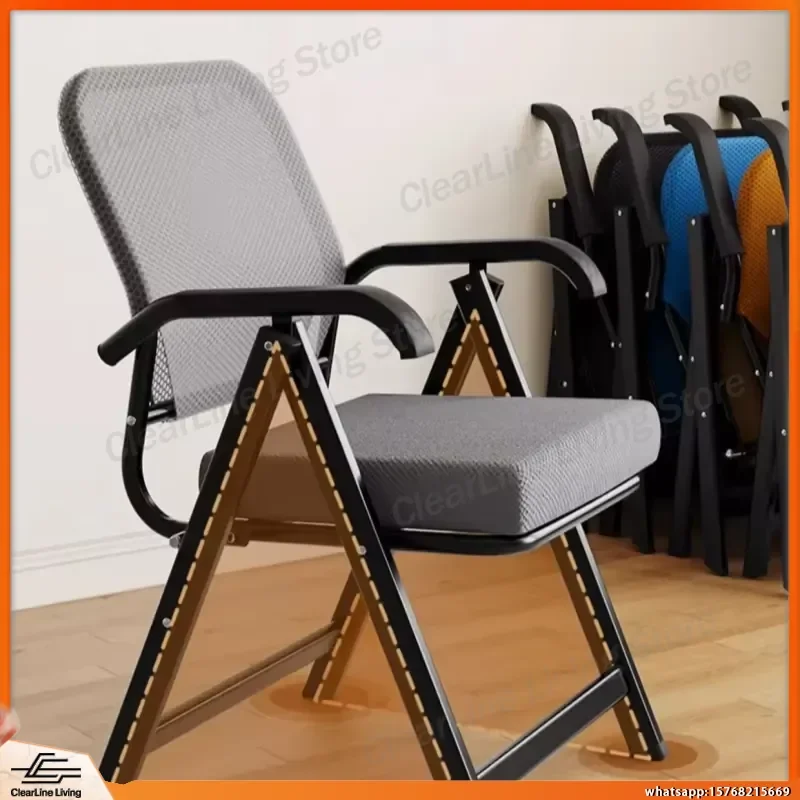 Cadeira de Escritório Ergonômica com Suporte Lombar, Altura Ajustável, Rodízios, Encosto em Tela Respirável, Cadeira de Mesa Dobrável Portátil