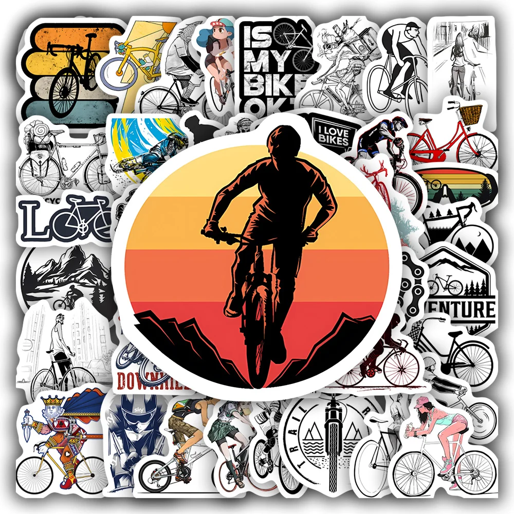 Cool Bike Illustration Stickers DIY Vinyl Decorative Waterproof Decals for Scrapbook Diary Junk Journals Laptop Bottles Gift Toy