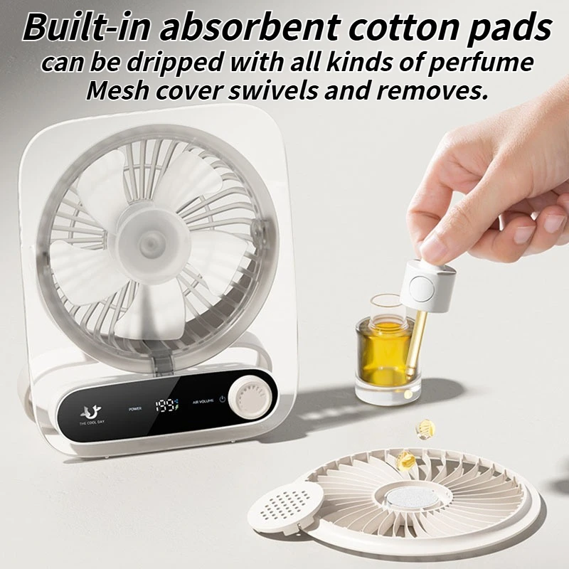 مروحة سطح المكتب الصامتة USB 2025 - رفيعة للغاية مع شاشة رقمية وإضاءة ليلية للمكتب والمنزل والسكن