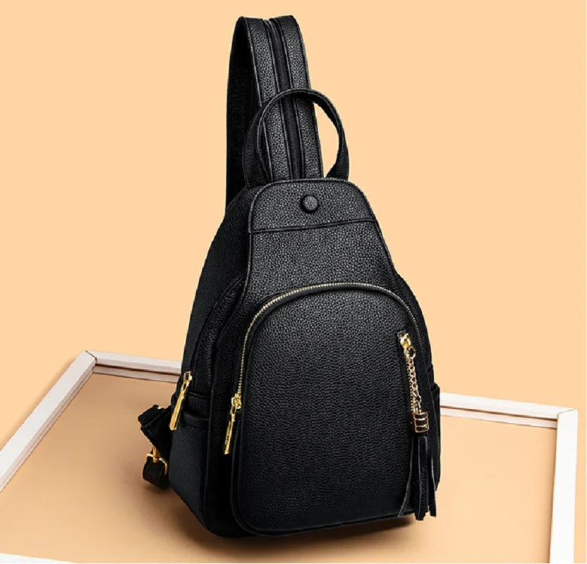 New Fashion Tassels Designer Women High Quality Leather Backpack Large Capacity Shoulder Bags School Bag Totes Travel Backpacks