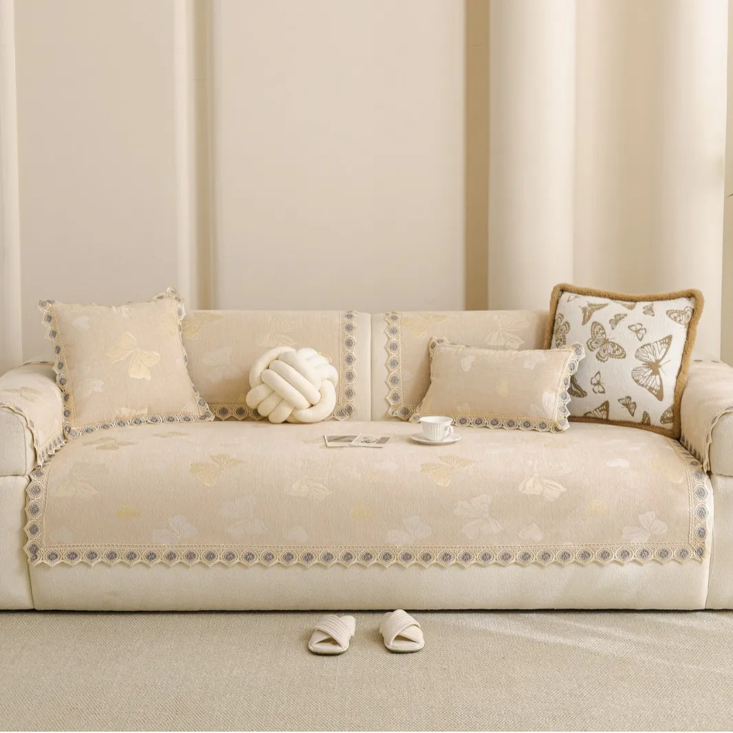Light Luxury High-end Couch Pad Skin Friendly Soft Chenille Sofa Cushion Four Season Thick Wear-resistant Anti Slip Sofa Cover