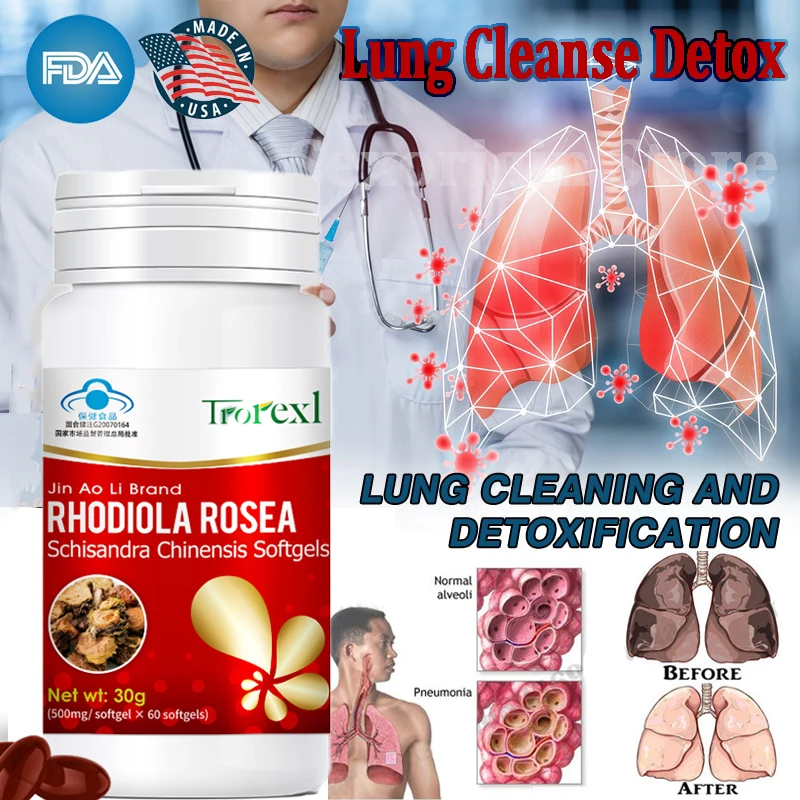 Lung Cleanse & Detox Pills Support Bronchial & Respiratory Health Quit Smoking Aid Asthma Relief Altitude Sickness Supplements