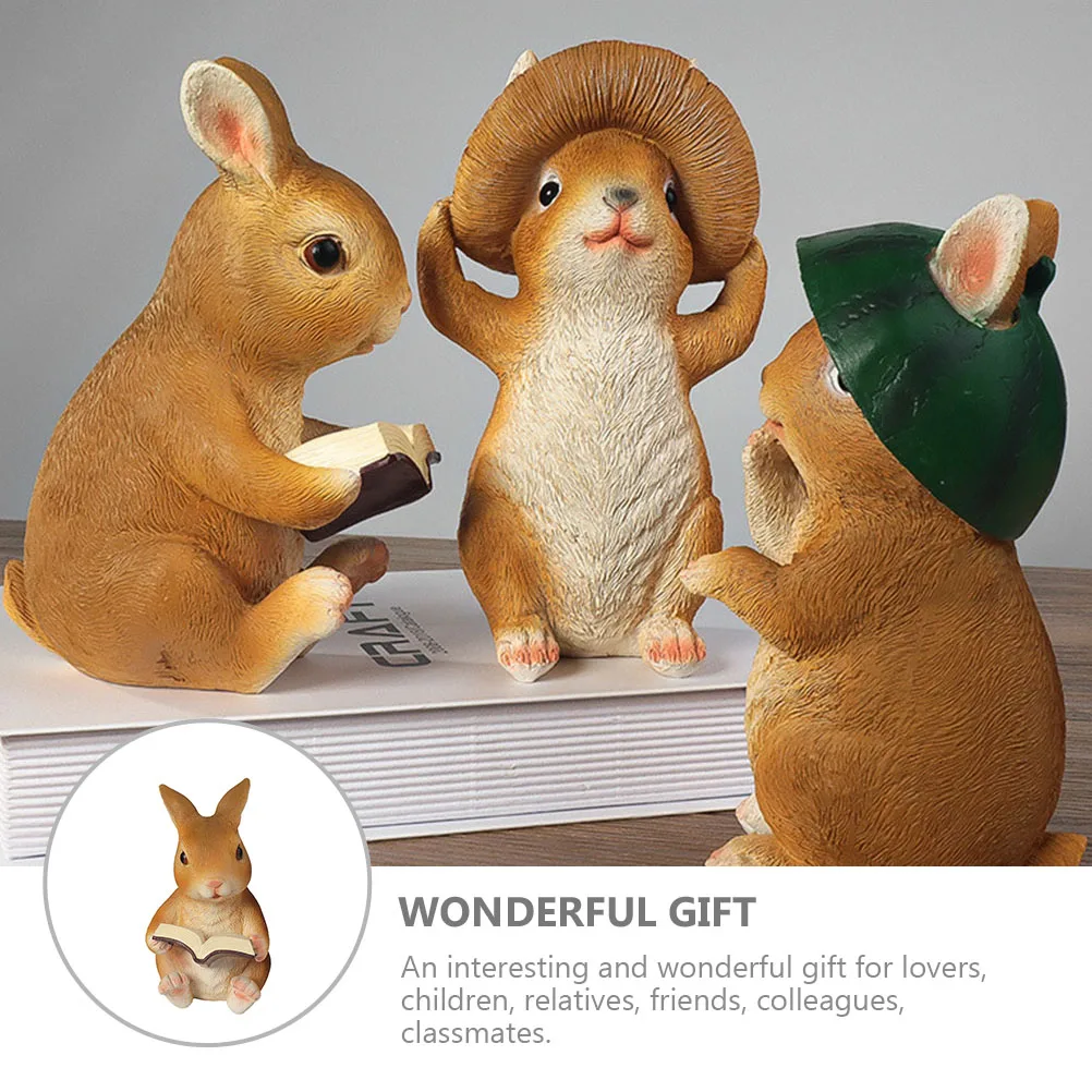 

Resin Rabbit Statue Cute Cartoon Garden Ornament Landscape Adornment Outdoor Durable Tabletop Decoration Bonsai Craft Sculpture
