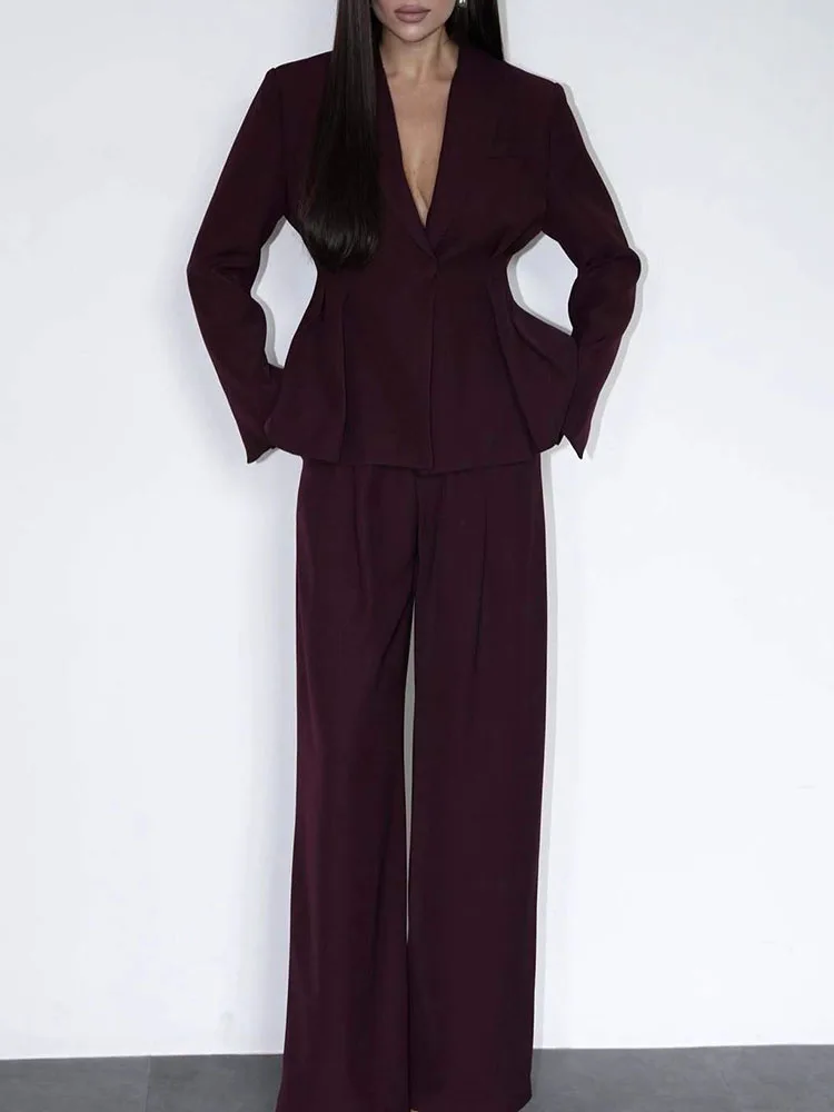 

Женский элегантный однотонный праздничный костюм, профессиональные утягивающие комплекты из двух предметов, новое модное пальто с длинными рукавами и брюки с лацканами, наряд