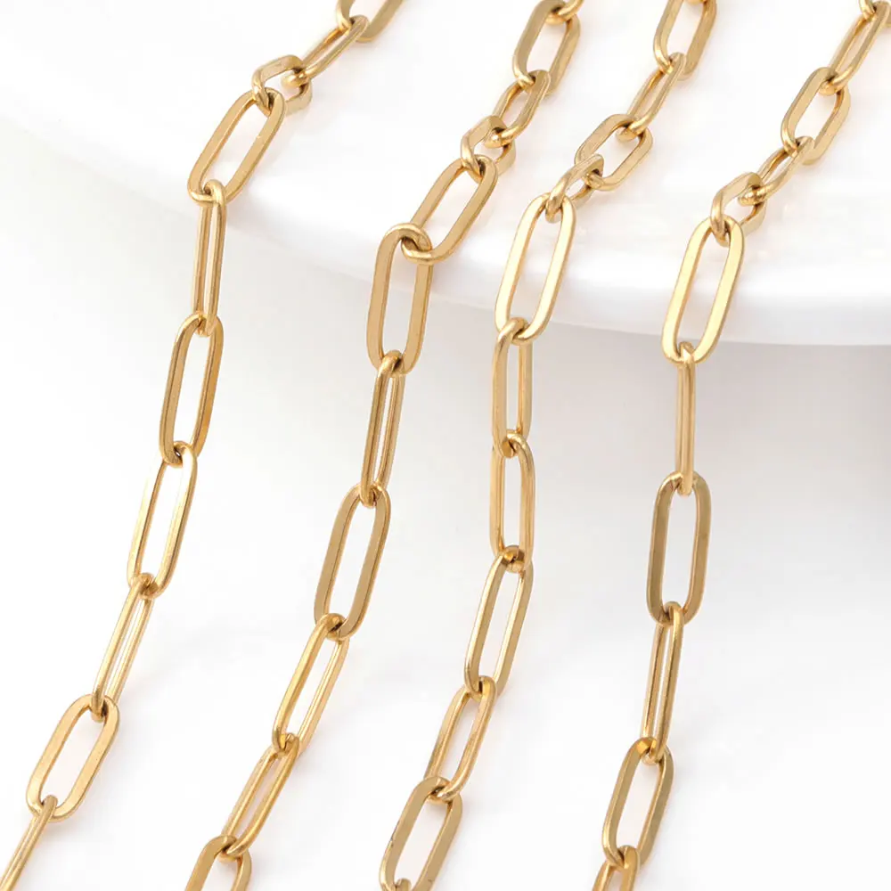 الذهب اللون الفولاذ المقاوم للصدأ طويل البيضاوي الشكل قلادة سلاسل أساور سلاسل المجوهرات عالية الجودة Diy بها بنفسك صنع المجوهرات والاكسسوارات