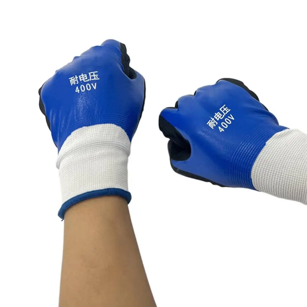 Blue Electrician Insulating Gloves High Elasticity Withstanding Voltage 400V Touch Screen Glove Rubber Protective