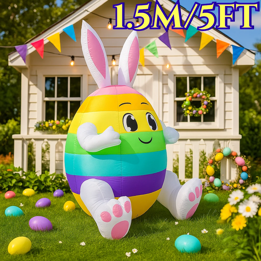 

1,5 м/5 футов счастливой Пасхи надувные игрушки яйцо в форме кролика декор встроенные светодиодные фонари модель открытый двор сад вечерние украшения игрушка
