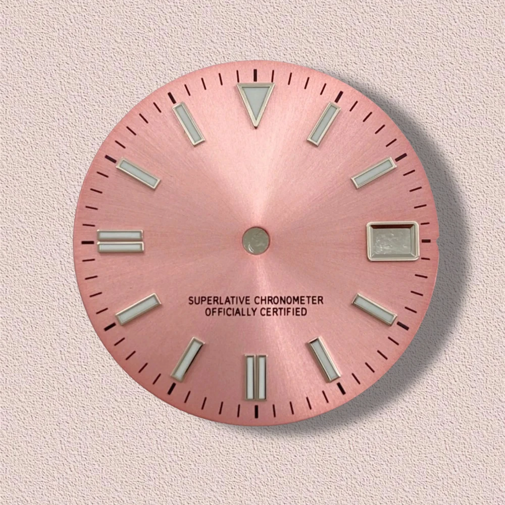 

28.5mm S Logo Sunburst Dial Fit NH35/NH36/4R/7S Japan Movement Green Luminous high-Quality Watch Modification Accessories