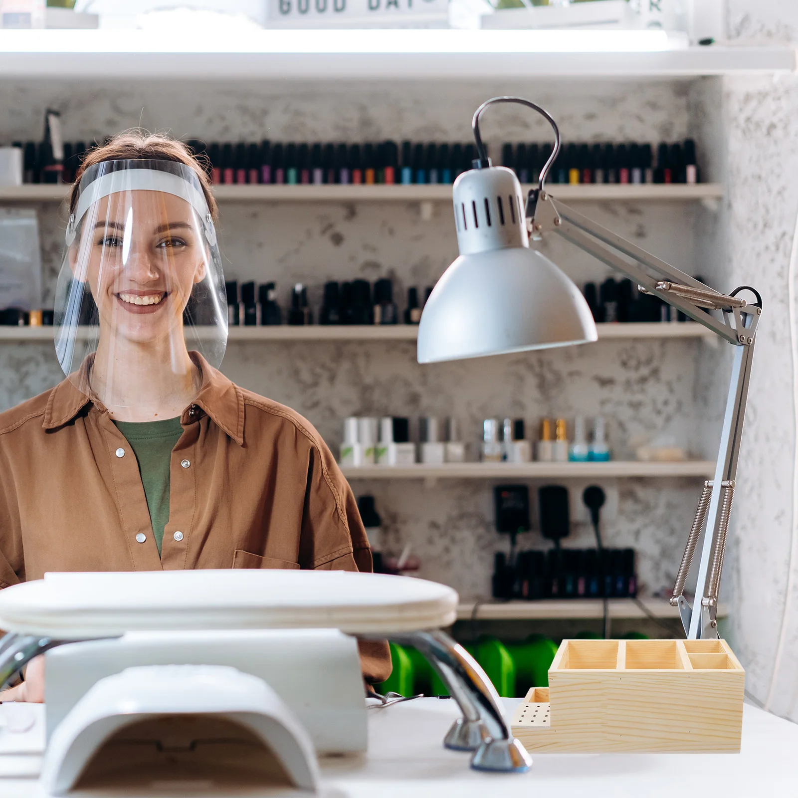 

Grinding Head Storage Organizer Wood Nail Tool Display Stand Drill Bits Case for Salon Practice Training Tidy Countertop