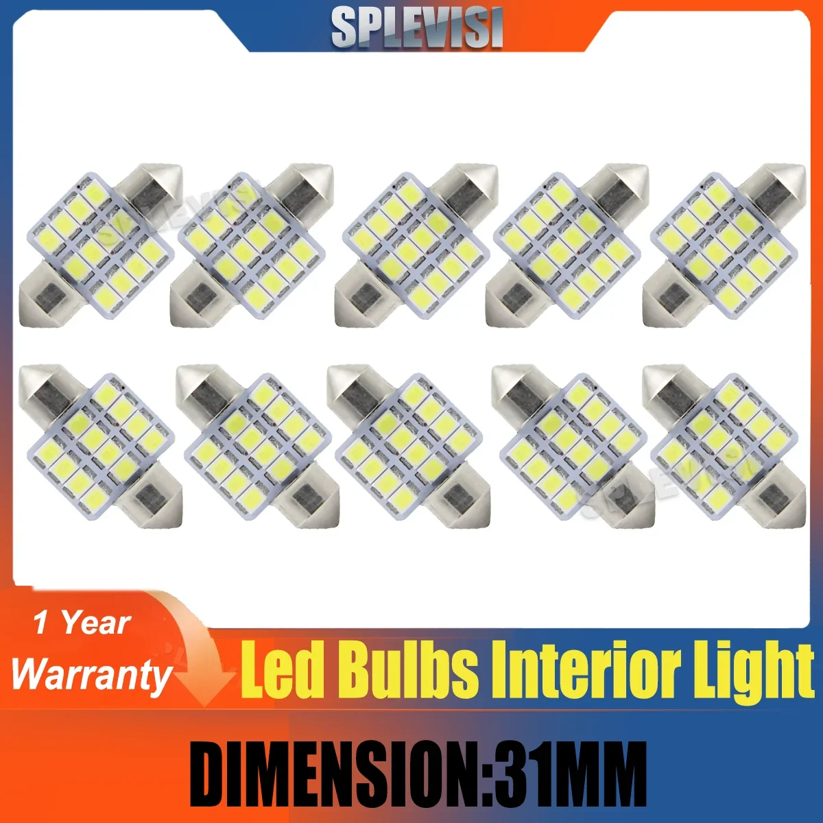 

31MM LED Plug and Play Festoon Map Dome Trunk Interior Light Bulbs DE3175 DE3022 6000K White