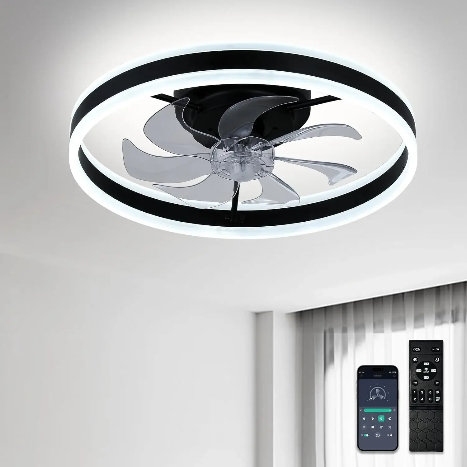 Deckenventilator mit Licht und Fernbedienung, Fanstira LED-Lampe, kleine dekorative Ventilatoren, Kühler, Dekoration für Schlafzimmer, Haushaltsgeräte