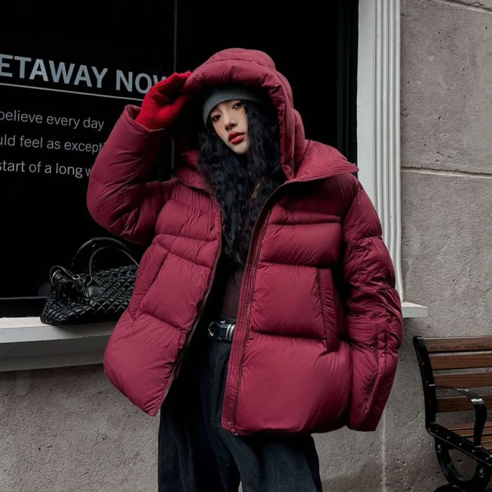 Manteau à capuche en duvet de canard blanc pour femme, vêtement épais, chaud, solide, ample, moelleux, à la mode, nouvelle collection automne hiver