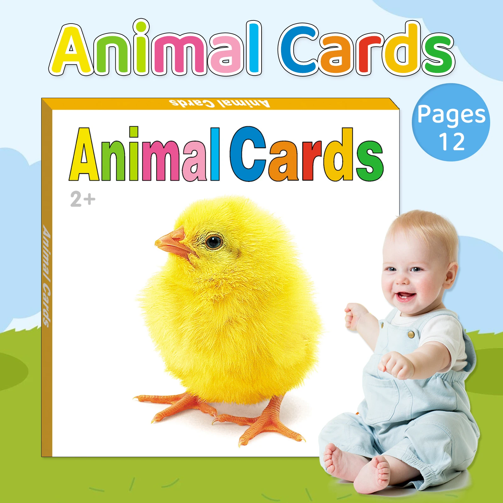 Box of 12 English Visual Stimulation Cards, Ages 0-2, Vision Training, Cognitive Enhancement, Early Education, Baby Gift