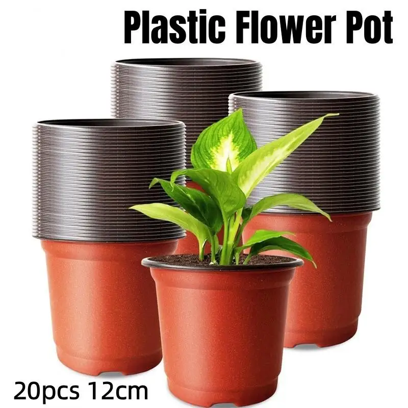20Pcs Seeding Nursery Pot Black Red Plants Nursery Pots Seedling Cups Grow Box Planters Home Garden Potted Container