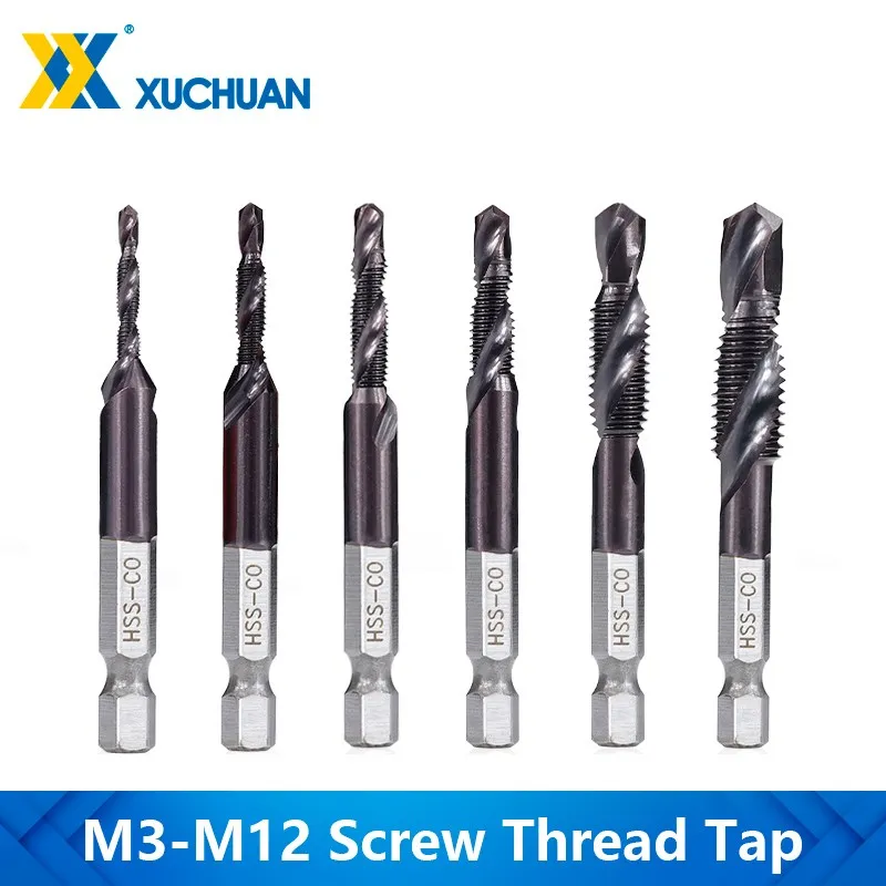 

Metric Tap Drill Bit VAPO Coated HSS Screw Tap Machine Compound Thread Tap M3-M12 Tapping Tools 1/4 Hex Shank