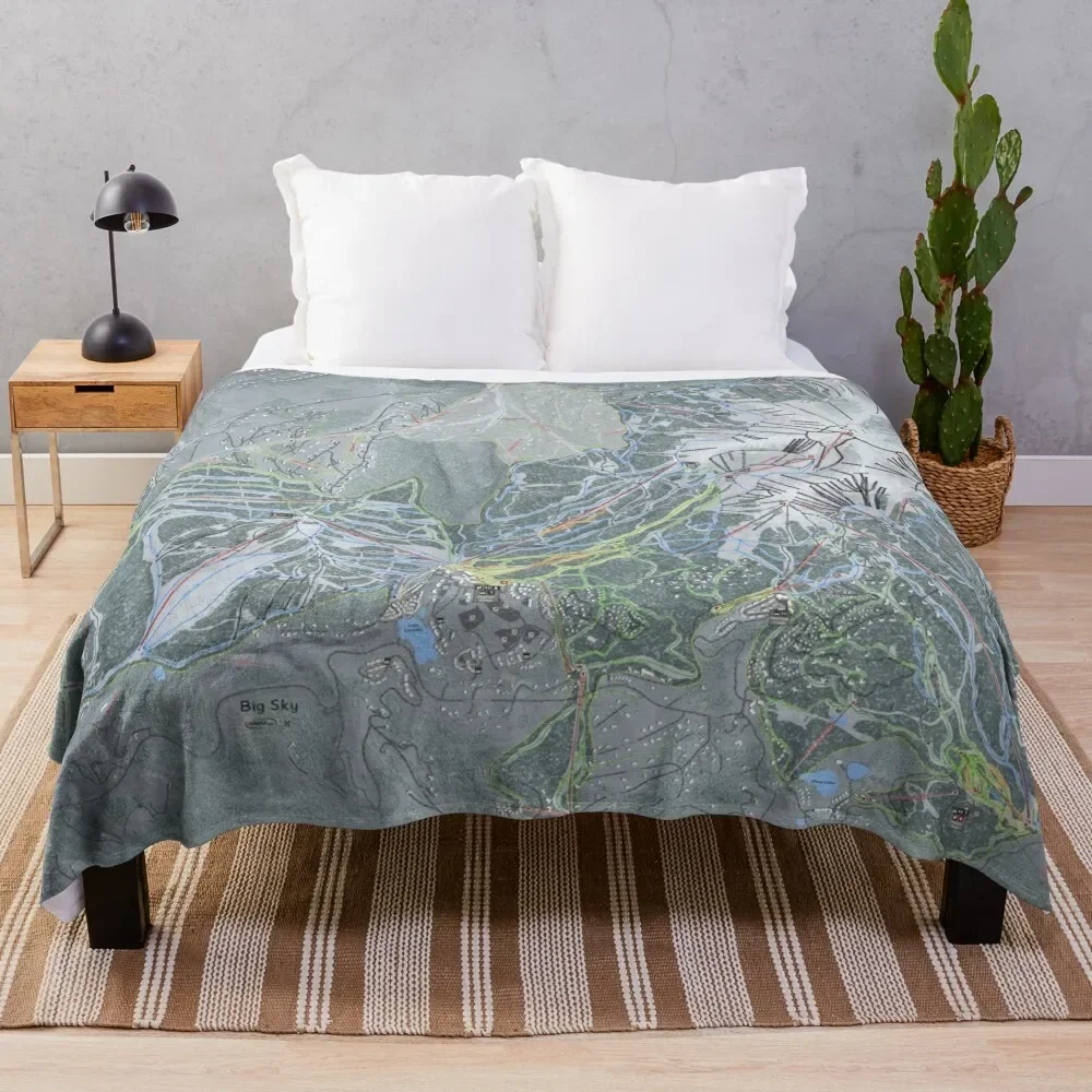 

Big Sky Resort Trail Map Throw Blanket heavy to sleep Loose Decorative Throw Blankets