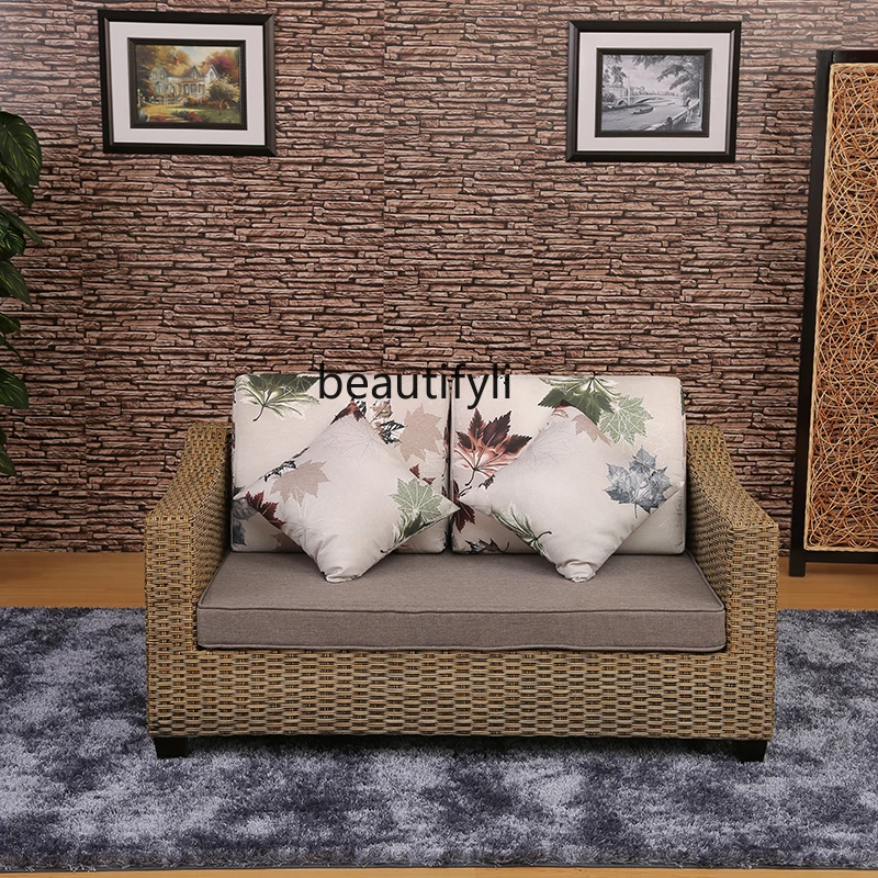 Bed & Breakfast Vintage Handmade Indonesian Rattan Sofa Single a Double Chair Ji Ji Feng Rattan Sofa