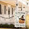 Heyfibro Tis The Season To Be Spooky Halloween Garden Flag 12 x 18 Inch Vertical Double Sided Burlap,Ghost Witch Hat Lantern cci