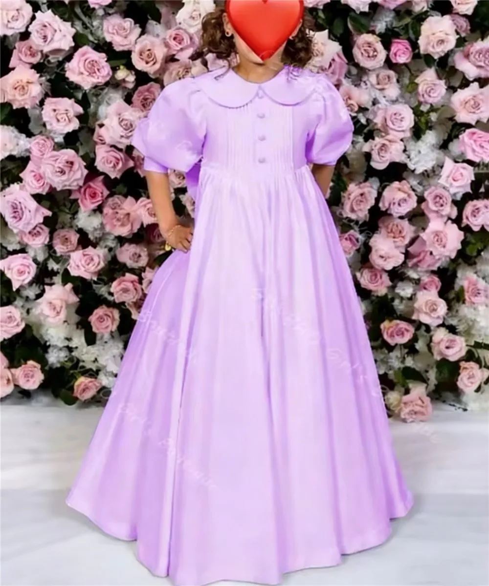 White First Communion Dress for Girls Balloon Sleeve Flower Girl Dress for Wedding Kids Birthday Party Gown Customized image 4