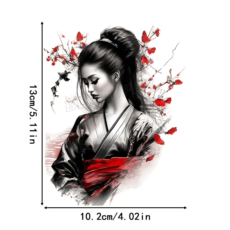 Holographic Sakura Female Samurai UV Resistant Vinyl Sticker Self Adhesive Decal for Car Mirror Windshield Fridge