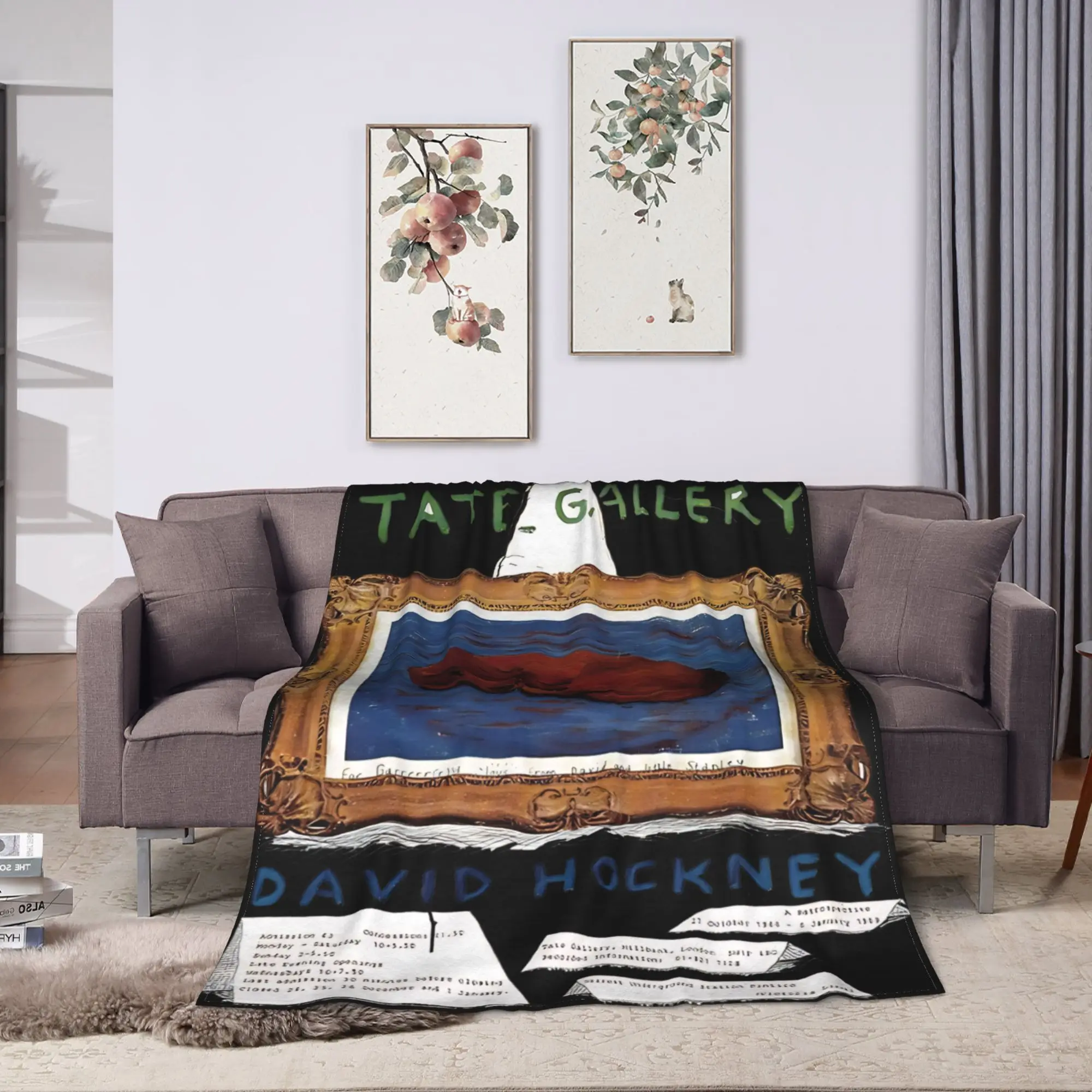 Soft BlanketsStudents Camping 1994 David Hockney Red Dachshund Throw Blanket Flannel Bedspread For Home Decor Sofa Cover