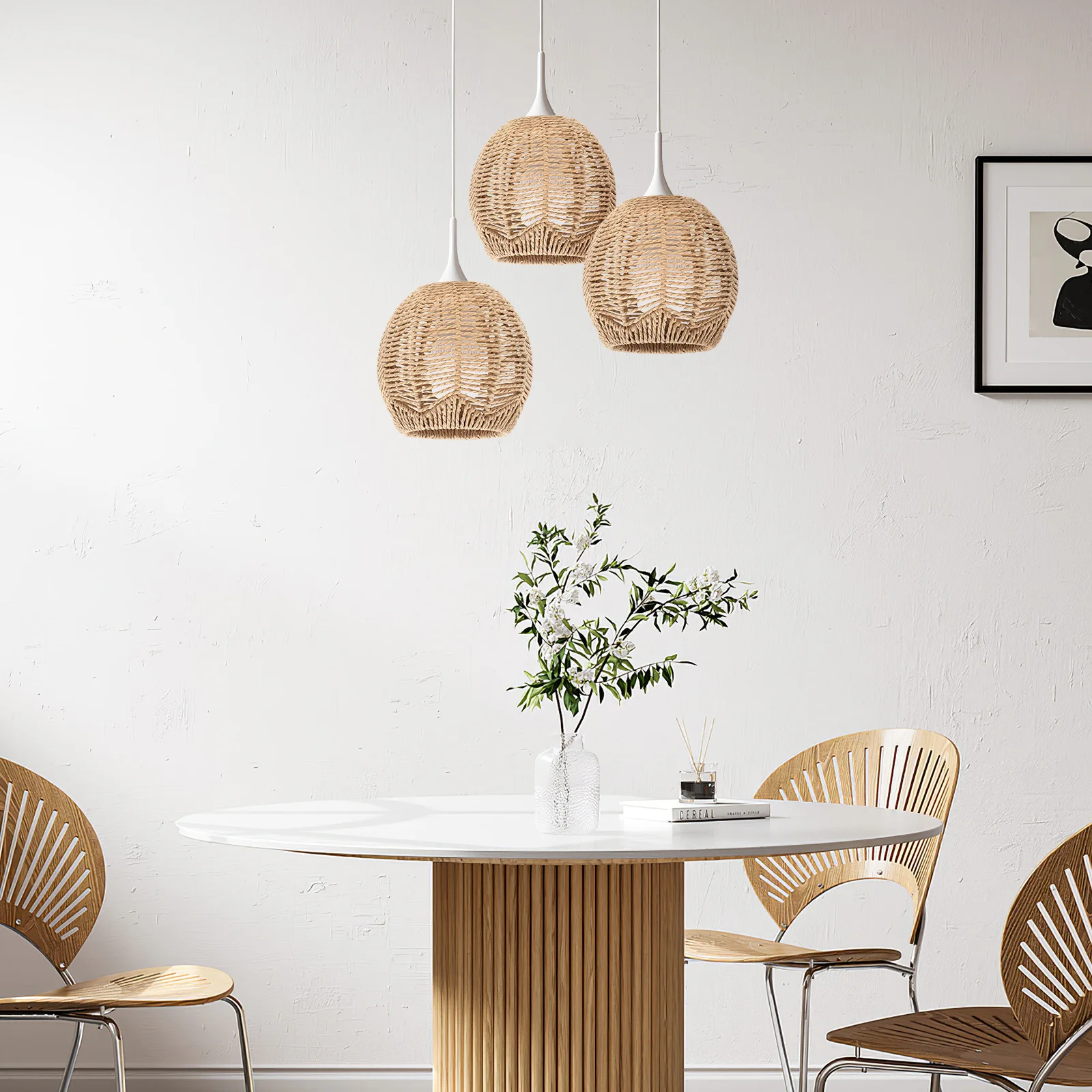 2 قطعة الخيزران الحرفية مظلة مصابيح الرجعية نسج تصميم ل قلادة أضواء السقف انقطاع جوفاء سلة من الخيزران الثريا