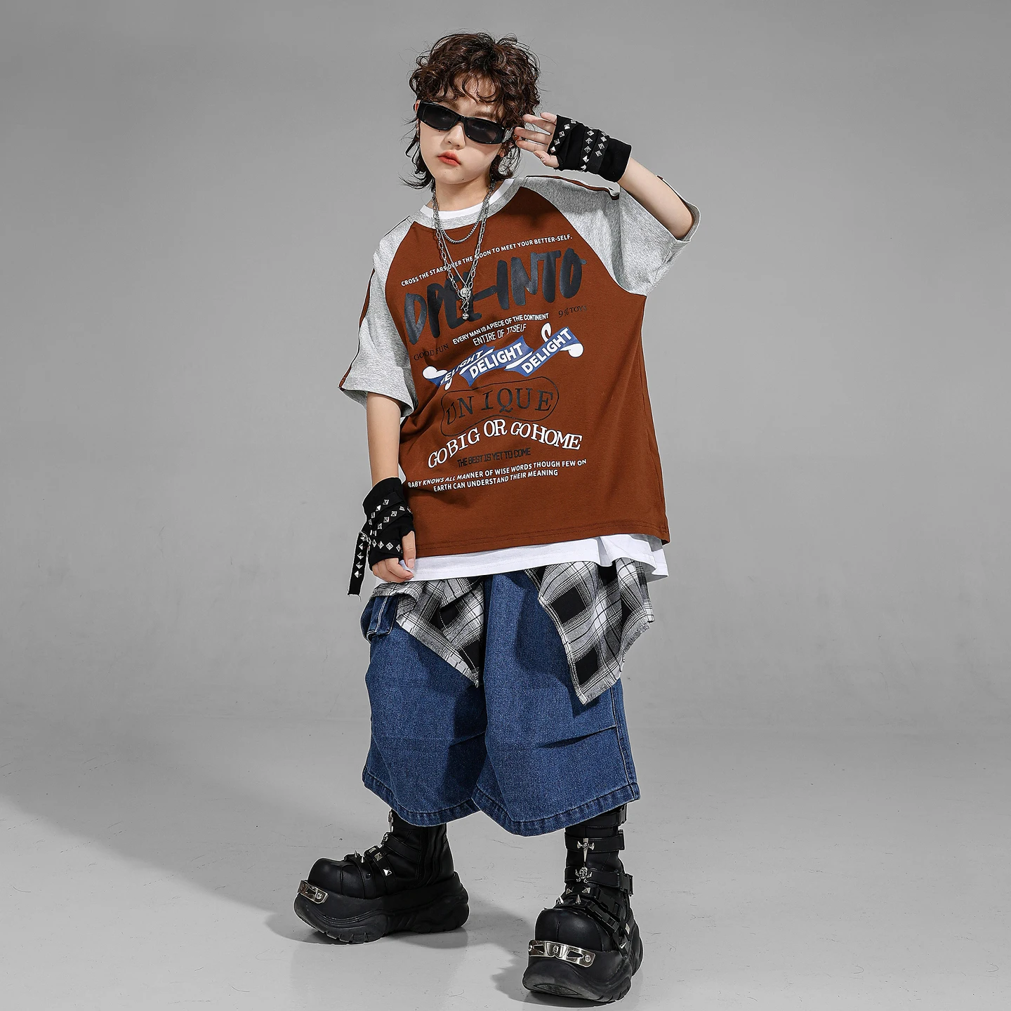 Hip Hop garçons T-shirt surdimensionné short en jean tenues de danse de rue filles K-pop Jazz Costume enfant vêtements ensemble enfants Streetwear