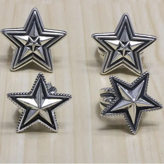 Cody sterling silver pentagonal star ring male opening female 925 Thai silver personality ring Chaoren exaggerated punk jewelry