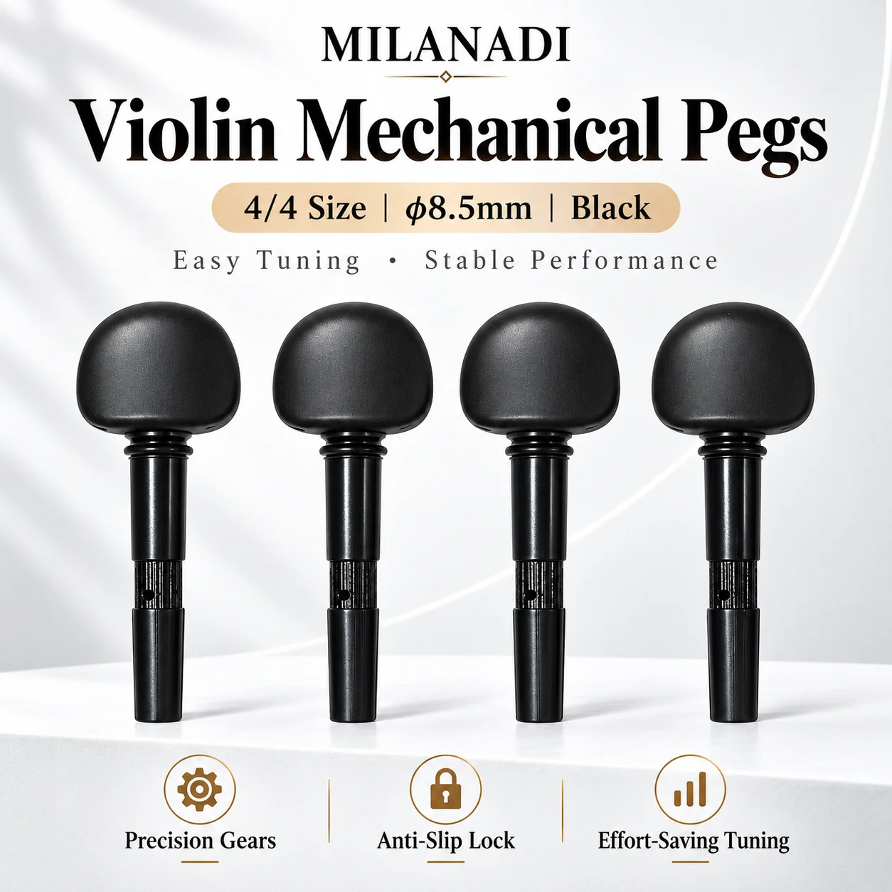 4Pcs Violin Mechanical Tuning Pegs Machine Heads Violin Peg Scrolled Head Violin Finetune Pegs String Tuners Accessories