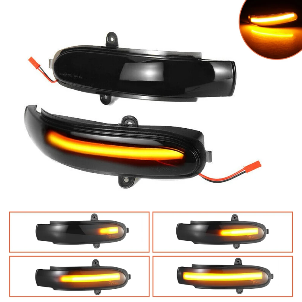 2Pcs LED Dynamic Car Turn Signals Lights Yellow ABS Plastic Lamps Waterproof For Mercedes-Benz C-Class W203 CL203 2001-2007
