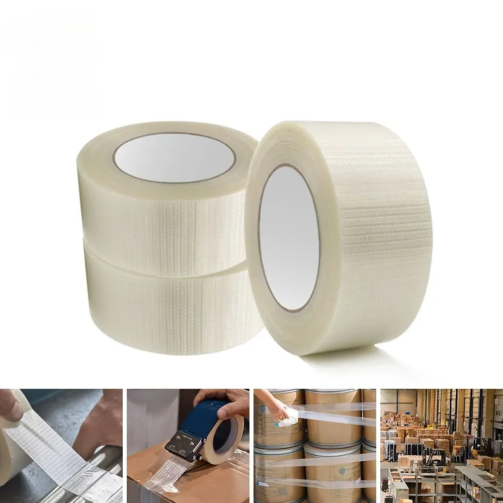 Mesh fiber tape，heavy-duty transparent reinforced glass fiber tape，high viscosity transparent and strong fixing adhesive，2pieces