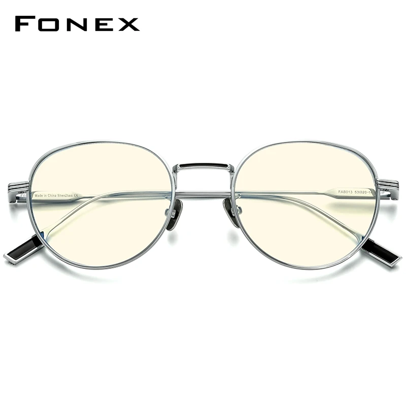 FONEX Pure Titanium Anti Blue Light Blocking Glasses Women 2020 New Vintage Round Antiblue Rays Computer Eyeglasses Men FAB013