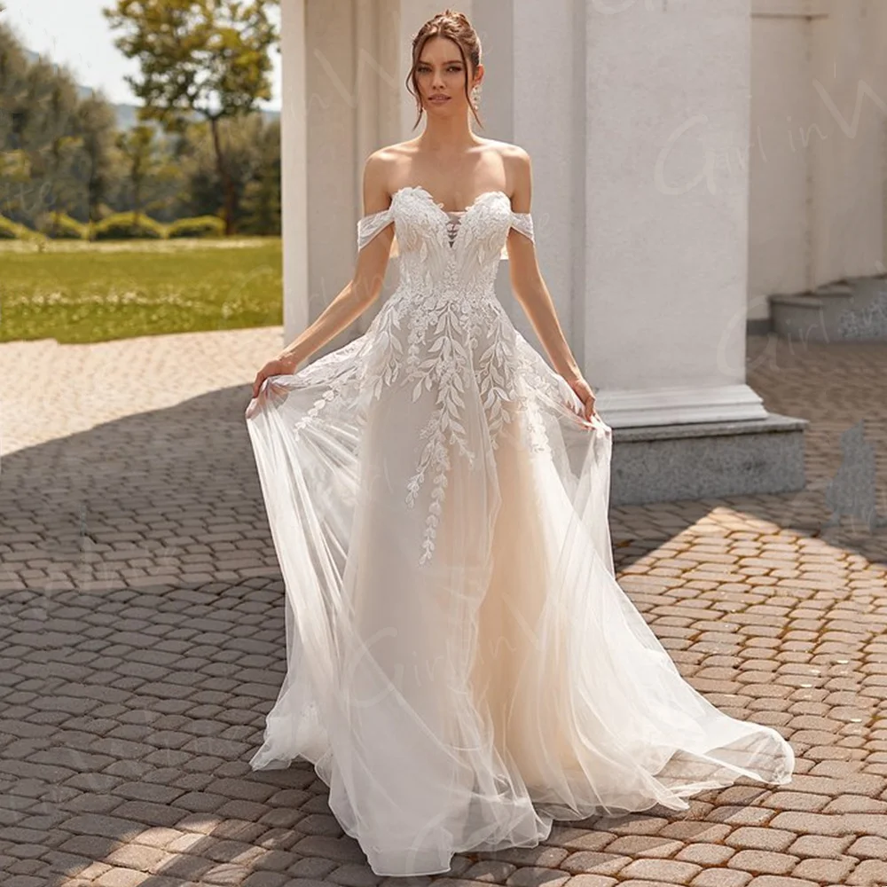 Sweetheart suknia ślubna dla panny młodej Off shousere aplikacje suknia ślubna dla panny młodej suknie ślubne Vestido De Novia Robe De Mariée